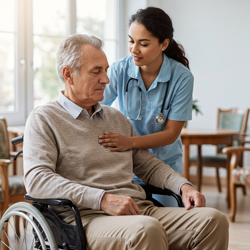 Adult daughter embracing senior mother at home - ambiguous loss and dementia grief support in Bangor Maine